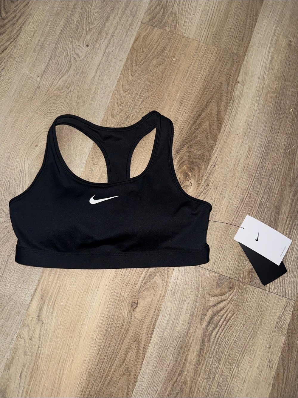 Nike Black Racerback Sports Bra with White Swoosh